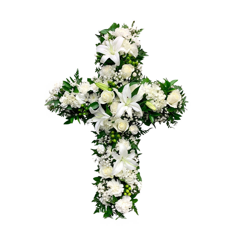 ✝️ Arreglo Floral en Forma de Cruz "Paz Eterna" ✝️